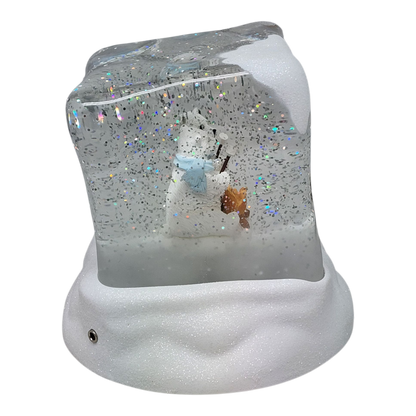 Lighted Swirl Polar Bears Cube Snowglobe