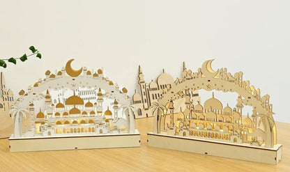Wooden LED Moon Lamp