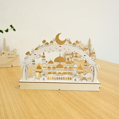Wooden LED Moon Lamp